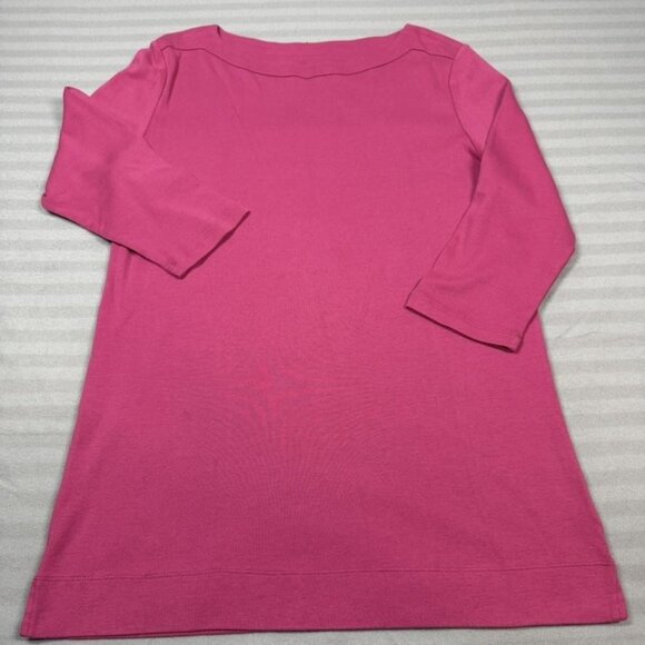 SEG'MENTS Shirt Womens XL Pink 100% Cotton 3/4 Sleeve Boat Neck Top Casual - Picture 1 of 8
